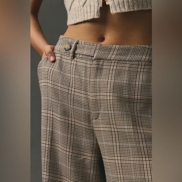 Anthropologie Plaid Wide-Leg Trousers | Size 10 - Picture 3 of 6
